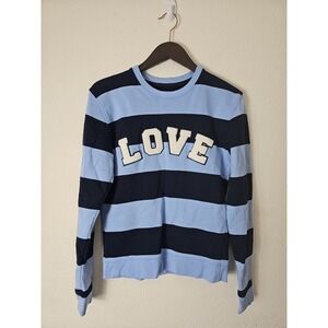 Tory Sport Tory Burch Blue Love Embroidered Crew‎ Neck Sweatshirt Size S